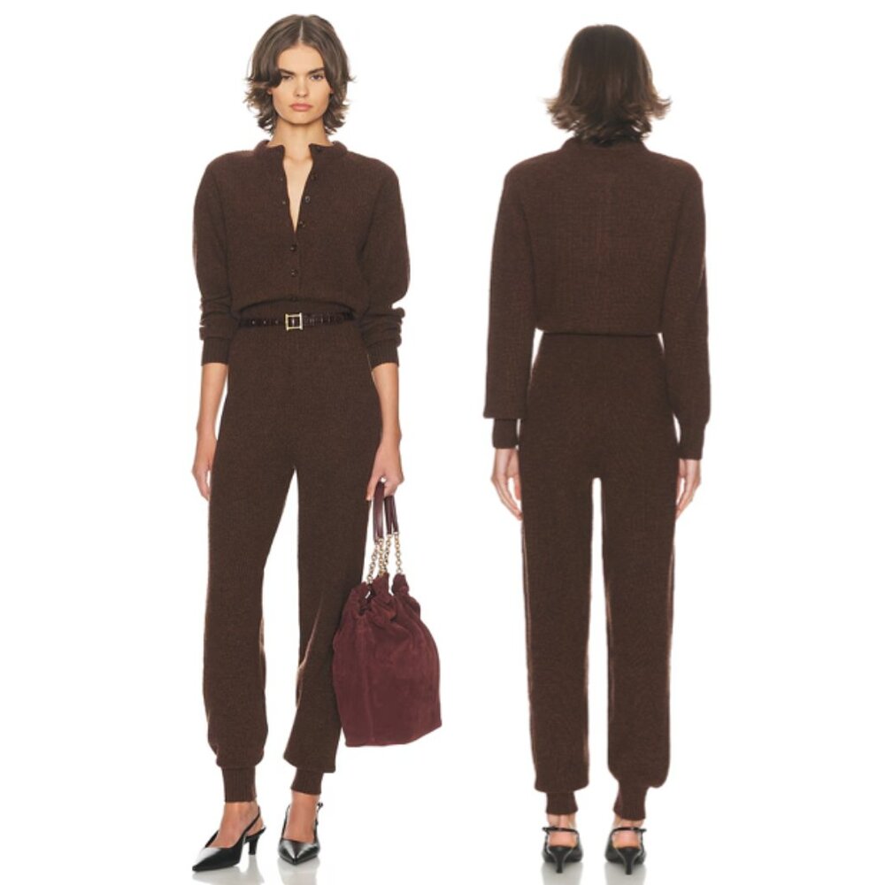 HELSA AUBRIELLE LONG SLEEVE BROWN 100% WOOL JUMPSUIT SIZE MEDIUM PRELOVED